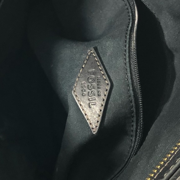 Vintage Fossil Black Tote Handbag - Picture 5 of 5